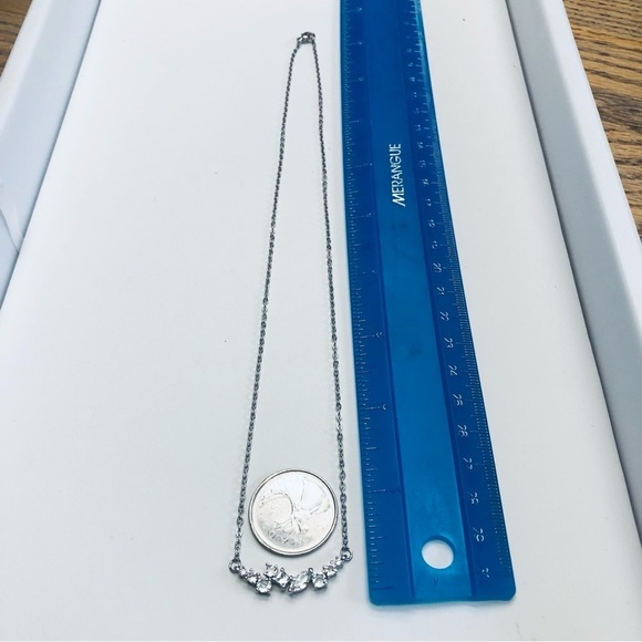 Round Square and Marquise cut Cubic Zirconias on 18” Chain Collar Necklace - Picture 8 of 10